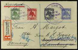 1911 RARE COVER A Most Attractive Registered Re-directed Cover Addressed To Germany Bearing The Complete Pandanus Pine S - Îles Gilbert Et Ellice (...-1979)