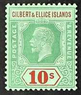 1922-27 10s Green And Red On Emerald, SG 35, Superb Never Hinged Mint. For More Images, Please Visit Http://www.sandafay - Isole Gilbert Ed Ellice (...-1979)