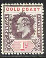 1902 1d Dull Purple And Carmine With DAMAGED FRAME AND CROWN, SG 39a, Fine Mint, Toned Perf Tip. For More Images, Please - Costa D'Oro (...-1957)