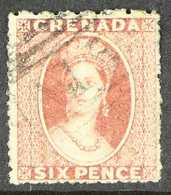 1863 6d Dull Rose Red "Chalon", Wmk Sideways, SG 8, Fine Used With Light Barred Cancel. For More Images, Please Visit Ht - Grenada (...-1974)