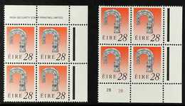 1990-91 1990-91 28p Heritage CCP1 Paper Corner IMPRINT And PLATE '2B2B' BLOCKS Of 4, Hibernian D140gC1, Never Hinged Min - Altri & Non Classificati