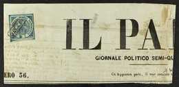 NAPLES 1860 ½t Deep Blue "Trinacria", Sass 15, Tied To 17th Nov 1860 Headline Band From "Il Paese" Newspaper. Clear To L - Non Classificati