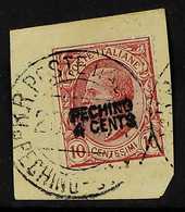 POST OFFICES IN CHINA PEKING 1917 4c On 10c Rose (Sass 2, SG 3), On Piece Tied By Full Cds, Very Fine, Expertized. For M - Altri & Non Classificati