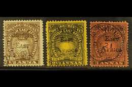 1895 ½a, 2½a, And 3a Handstamped "BRITISH EAST AFRICA", SG 33, 36, And 37, Fine Used. (3 Stamps) For More Images, Please - Vide