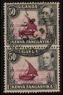 1938 50c Purple And Black, Variety "Dot Removed In Pair With Normal", SG 144eb, Vertical Used Pair. For More Images, Ple - Vide