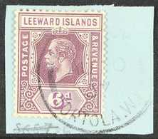 1931-32 6d Dull And Bright Purple, Die I, SG 86, On A Piece With Neat Road Town Tortola Cds. For More Images, Please Vis - Leeward  Islands