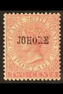 JOHORE 1884 2c Pale Rose Ovptd Type 8, In Small Serifed Letters, SG 8, Very Fine Mint. For More Images, Please Visit Htt - Other & Unclassified