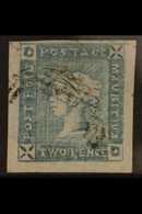 1859 2d Blue "Lapirot", Worn Impression, SG 38, Imperforate With 4 Wide Margins, Tiny Corner Crease Does Not Detract, Fi - Maurice (...-1967)
