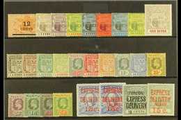 1902-1910 MINT KEVII SELECTION Presented On A Stock Card Including 1904-07 Arms Set, 1910 Set To 5r, 1903-04 Express Del - Mauritius (...-1967)