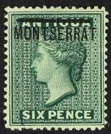 1876-83 6d Blue-green, SG 3, An Attractive Mint Example Of This Rare Shade, Small Hinge Thin At Top, Rarely Offered. For - Montserrat