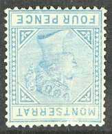 1880 4d Blue, Watermark Inverted, SG 5w, Unused With Some Surface Rubbing. For More Images, Please Visit Http://www.sand - Montserrat