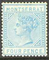 1880 4d Blue, Watermark Reversed, SG 5x, Mint With Large Part Gum, Very Scarce. For More Images, Please Visit Http://www - Montserrat