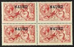 1916 - 23 5s Bright Carmine, DLR Seahorse, SG 22, Very Fine Mint Block Of 4 (2nh, 2og). Scarce. For More Images, Please  - Nauru