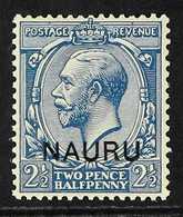 1916 2½d Blue, Variety "double Ovpt, One Albino", SG 6b, Superb Never Hinged Mint. For More Images, Please Visit Http:// - Nauru