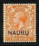 1916 2d Orange, Variety "double Ovpt, One Albino", SG 4b, Very Fine Mint Part Og. For More Images, Please Visit Http://w - Nauru