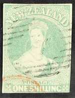 1857-63 1s Dull Emerald-green No Wmk, SG 16, Very Fine Use With Clear Margins (brushing At One Corner), Lightly Cancelle - Autres & Non Classés