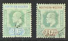 1902 2s6d Green & Ultramarine And 10s Green & Brown Top Values, SG 17/18, Fine Cds Used. (2 Stamps) For More Images, Ple - Nigeria (...-1960)