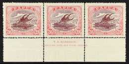 1916-31 2s6d Maroon & Bright Pink, SG 103a, Very Fine Mint Lower Marginal Horizontal Full 'T.S. HARRISON' IMPRINT STRIP  - Papua New Guinea