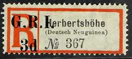 1915 3d On Herbertshohe Registration Label Provisional Issue With No Stop After "d", SG 36a, Very Fine Unused. For More  - Papua Nuova Guinea