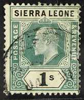 1904-05 1s Green And Black, Wmk Mult Crown CA With DAMAGED FRAME AND CROWN, SG 95a, Used With Damage At Right. Cat £350. - Sierra Leone (...-1960)