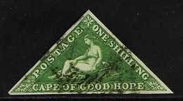 CAPE OF GOOD HOPE 1855-63 1s Bright Yellow- Green On White Paper Triangular, SG 8, Fine Used With 3 Clear Margins, An At - Unclassified