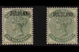 ZULULAND 1888 (Natal Overprinted) ½d Dull Green With And Without Stop, SG 12/13, Fine Mint. (2 Stamps) For More Images,  - Unclassified