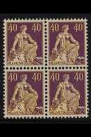 1908 40c Orange Yellow & Purple "Helvetia", Mi 106x, SG 236, BLOCK OF 4, Never Hinged Mint (4 Stamps) For More Images, P - Autres & Non Classés
