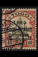 1914 40pf Black And Carmine, 16mm Ovpt With 2mm Spacing, SG H20, Very Fine Used. Scarce Stamp. For More Images, Please V - Other & Unclassified