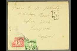COMMERCIAL COVER Circa 1928 Env. To England Bearing Type II Cachet, SG C2, Taxed On Arrival In England With "1½D / TO PA - Tristan Da Cunha