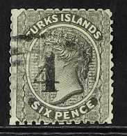 1881 "4" On 6d Black, Local Surch, SG 42, Very Fine Used. Stolow Certificate. For More Images, Please Visit Http://www.s - Turks And Caicos