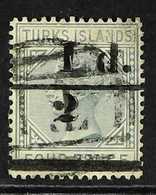 1893 ½d On 4d Grey, With Continuous Ovpt, SG 67, Fine Used. For More Images, Please Visit Http://www.sandafayre.com/item - Turks And Caicos