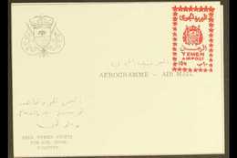 KINGDOM OF YEMEN POSTAL STATIONERY 1966 10b Red On White Aerogramme, Very Fine Unused, Ex The Conde Collection. Very Rar - Yemen