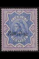 1895 5r Ultramarine And Violet, Overprinted "Zanzibar", SG 21, Very Fine Mint. For More Images, Please Visit Http://www. - Zanzibar (...-1963)