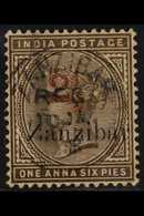 1895-8 "2½" In Red On 1a 6p Sepia, SG 36, Very Fine Used. Scarce Stamp. For More Images, Please Visit Http://www.sandafa - Zanzibar (...-1963)