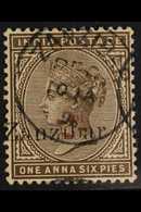 1895-8 "2½" In Red On 1a 6p Sepia, SG 37, Very Fine Used. For More Images, Please Visit Http://www.sandafayre.com/itemde - Zanzibar (...-1963)