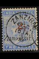 1895-8 "2½" In Red On 2a Dull Blue, SG 40, Very Fine Used. For More Images, Please Visit Http://www.sandafayre.com/itemd - Zanzibar (...-1963)