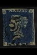 1840 2d Blue 'CI' Plate 1, SG 5, Used With Neat Black Maltese Cross Cancel, Two Good Margins, Very Fresh, Cat £975. For  - Other & Unclassified