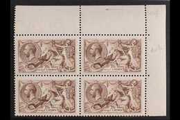 1918-19 2s6d Chocolate-brown Bradbury Seahorse, SG 414, Superb Never Hinged Mint BLOCK OF FOUR From The Upper-right Corn - Non Classificati