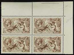 1918-19 2s6d Pale Brown Bradbury Seahorse, SG 415a, Superb Never Hinged Mint BLOCK OF FOUR From The Top-right Corner Of  - Non Classificati