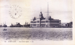 EGYPT : VINTAGE BLACK & WHITE PICTURE POST CARD : PORT SAID, SUEZ CANAL OFFICE : YEAR 1931 : POSTED FOR FRANCE - Storia Postale