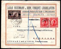 YUGOSLAVIA 1924 Registered Cover To Germany With  King Alexander 1 D X 2 And War Invalids 3 D. (blue).  Michel 165b, 176 - Briefe U. Dokumente