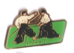 C137 Pin's JUDO SFJAM Société Française De Judo Et D'arts Martiaux  Version 2 Vert Achat Immédiat - Judo