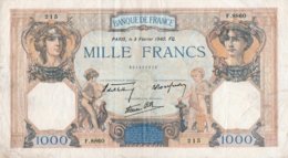 FRANCE 1000 FRANCS 1940 P-90  VF+ - 1 000 F 1927-1940 ''Cérès Et Mercure''