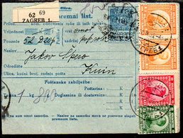 YUGOSLAVIA 1922 Parcel Card With Mixed Franking - Briefe U. Dokumente