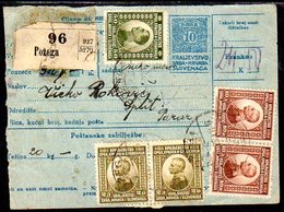 YUGOSLAVIA 1922 Parcel Card With Mixed Franking - Brieven En Documenten