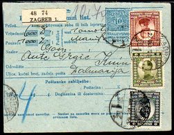 YUGOSLAVIA 1922 Parcel Card With Mixed Franking - Covers & Documents