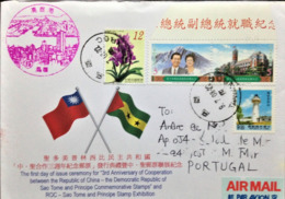 Taiwan, Circulated FDC To Portugal, "Cooperation", "ROC - Sao Tome And Principe", "Anniversaries", "Flags", 2008 - Lettres & Documents