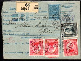YUGOSLAVIA 1921 Parcel Card With Definitive Franking - Lettres & Documents