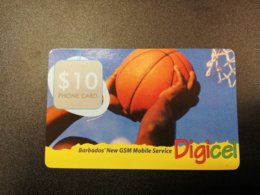 BARBADOS   $10 DIGI CEL FLEXCARD BASKETBALL  01-06 2009  Prepaid Fine Used Card  ** 238 ** - Barbados (Barbuda)