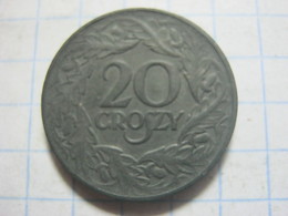Poland , German Occupation , 20 Groszy 1923 Zinc - Poland